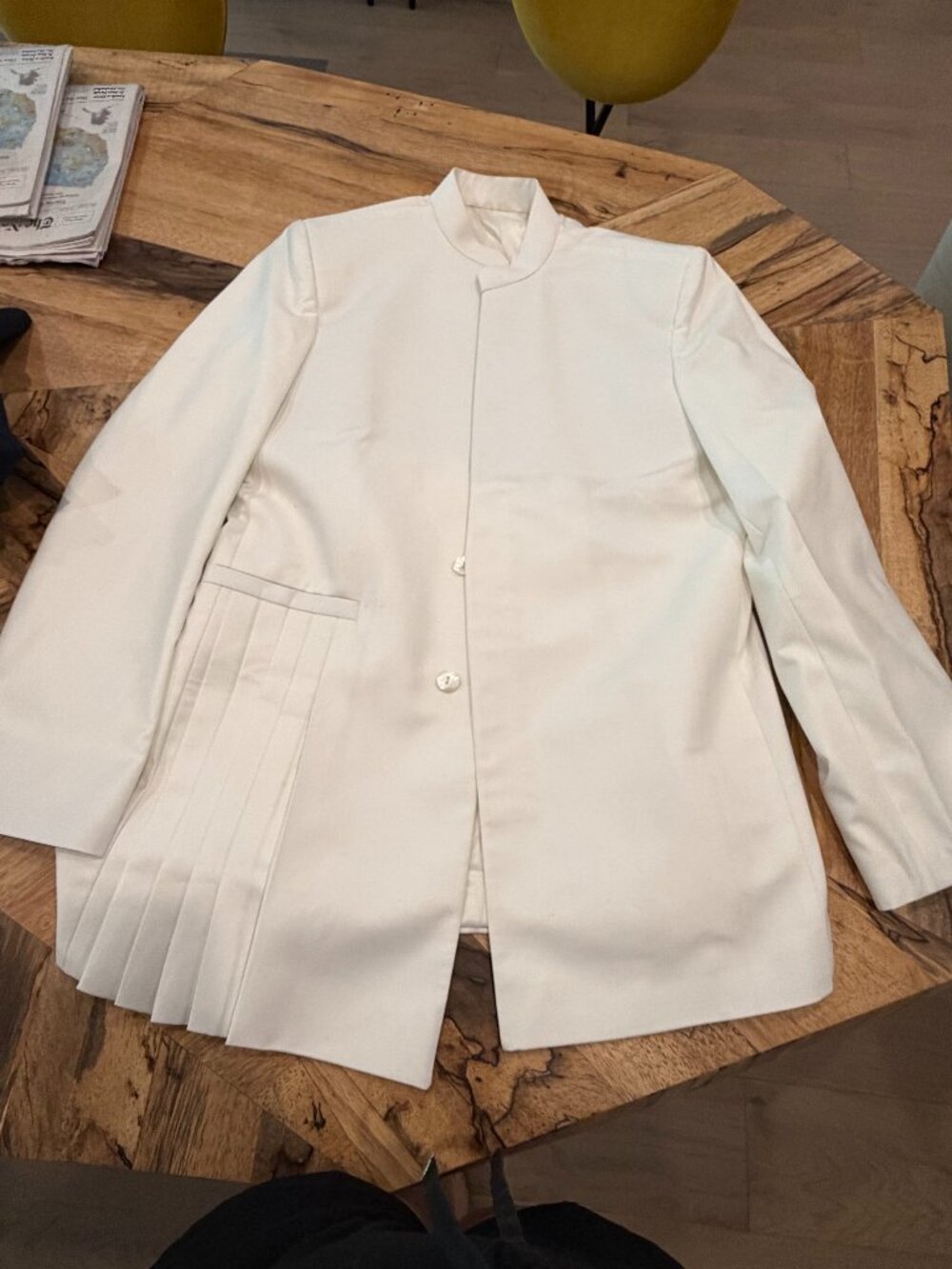 Pernia's Pop Up Bohame Men Milky White Terry Wool Indo-Western Jacket